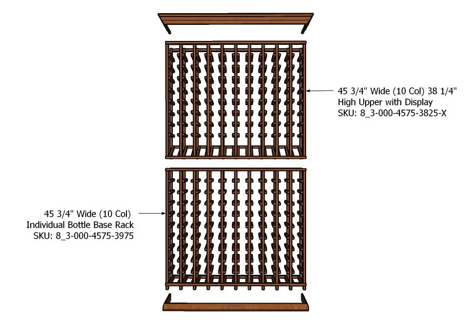 Multi Column Wine Racking System Customizable Bottle Storage with Presentation Row Display Holds 190 Bottles - Image 5