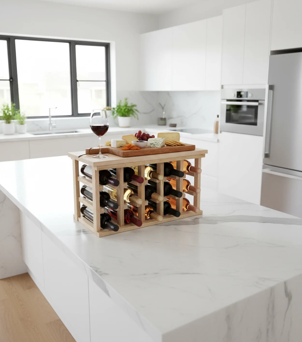 Space Saving Wood Wine Rack with Tabletop - Image 3