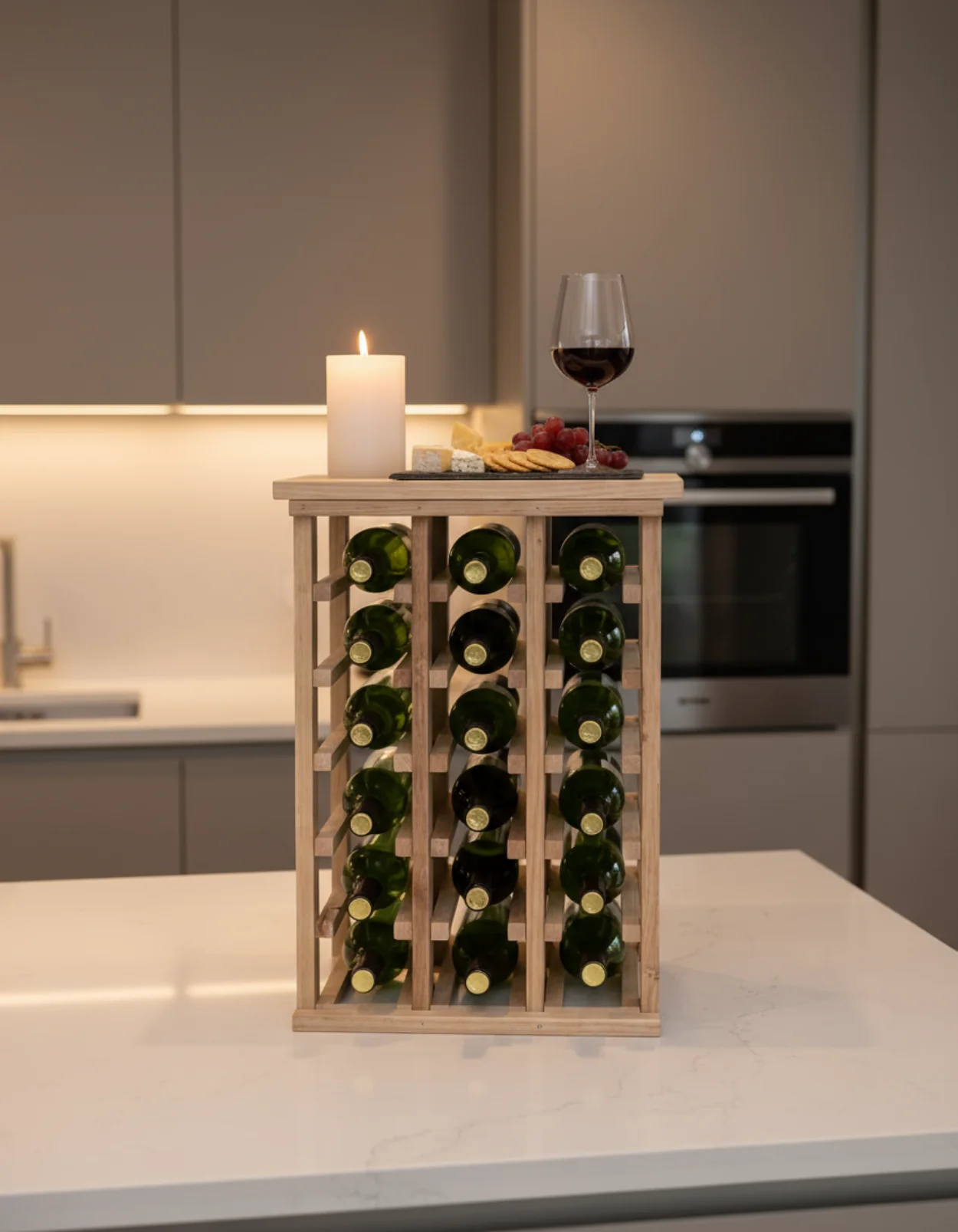 Wine Rack for Small Spaces with Tabletop Tasting Area and Display Fully Assembled - Image 3