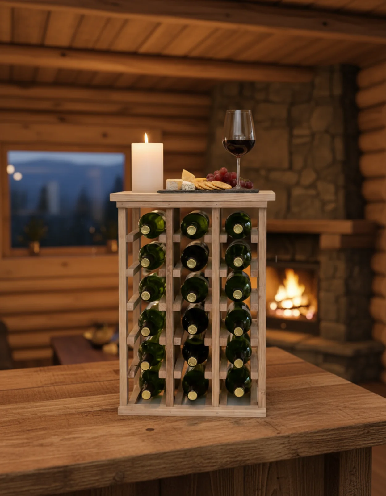 Wine Rack for Small Spaces with Tabletop Tasting Area and Display Fully Assembled - Image 4