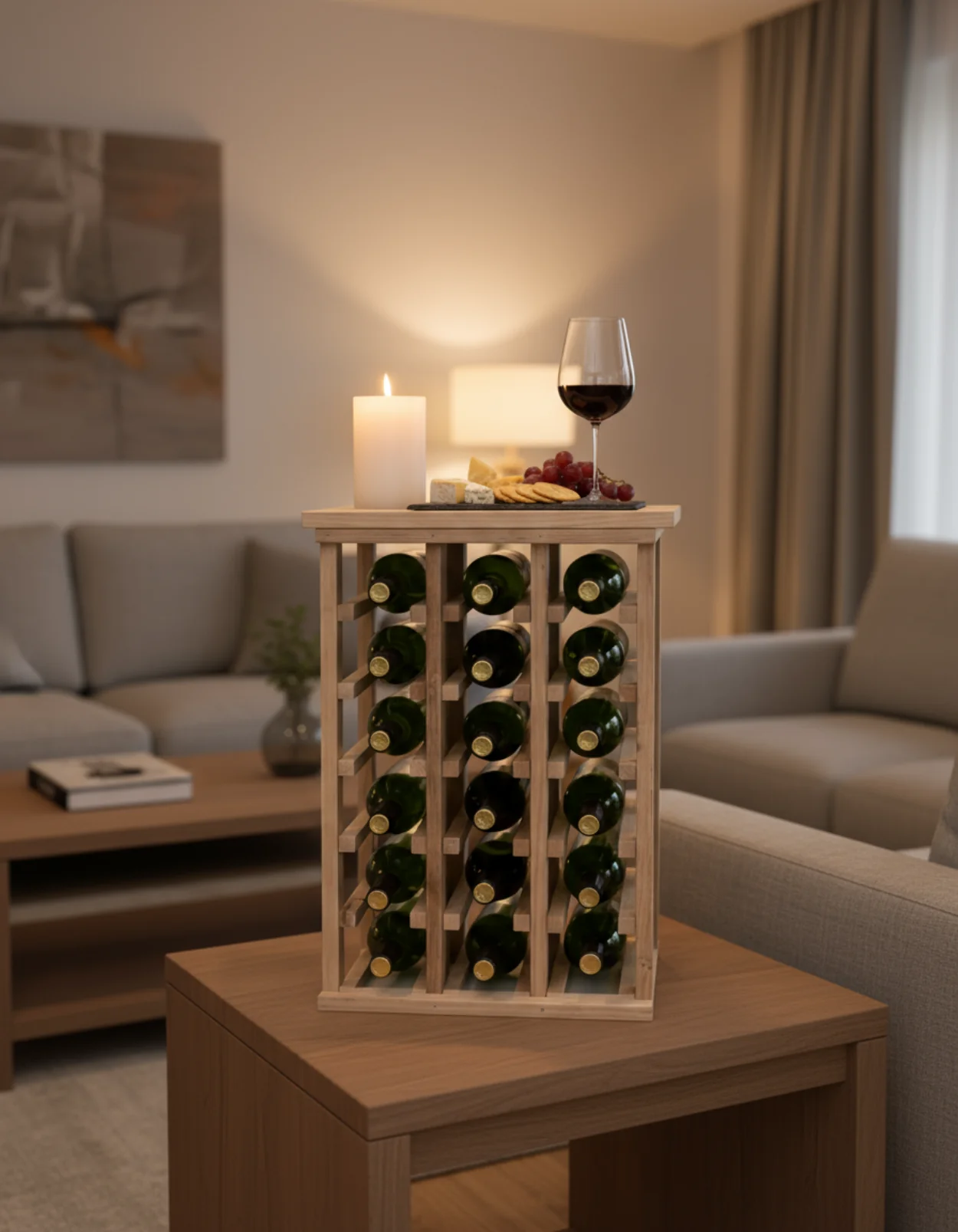 Wine Rack for Small Spaces with Tabletop Tasting Area and Display Fully Assembled - Image 5