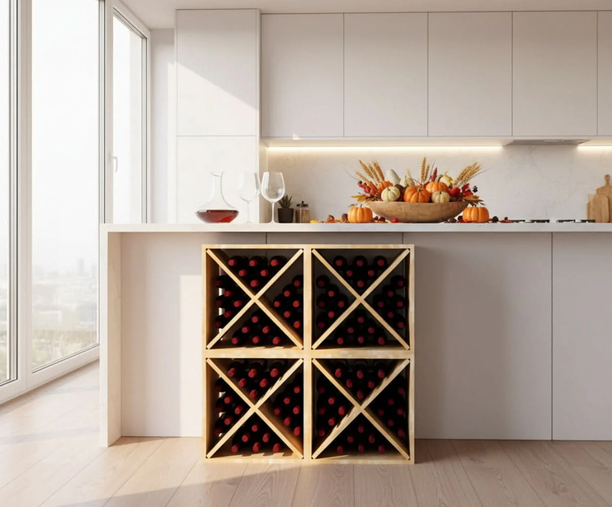 Modular Wine Cube Storage for Various Size Bottles Stackable Design Handcrafted Wood Holds 24 Bottles - Image 3