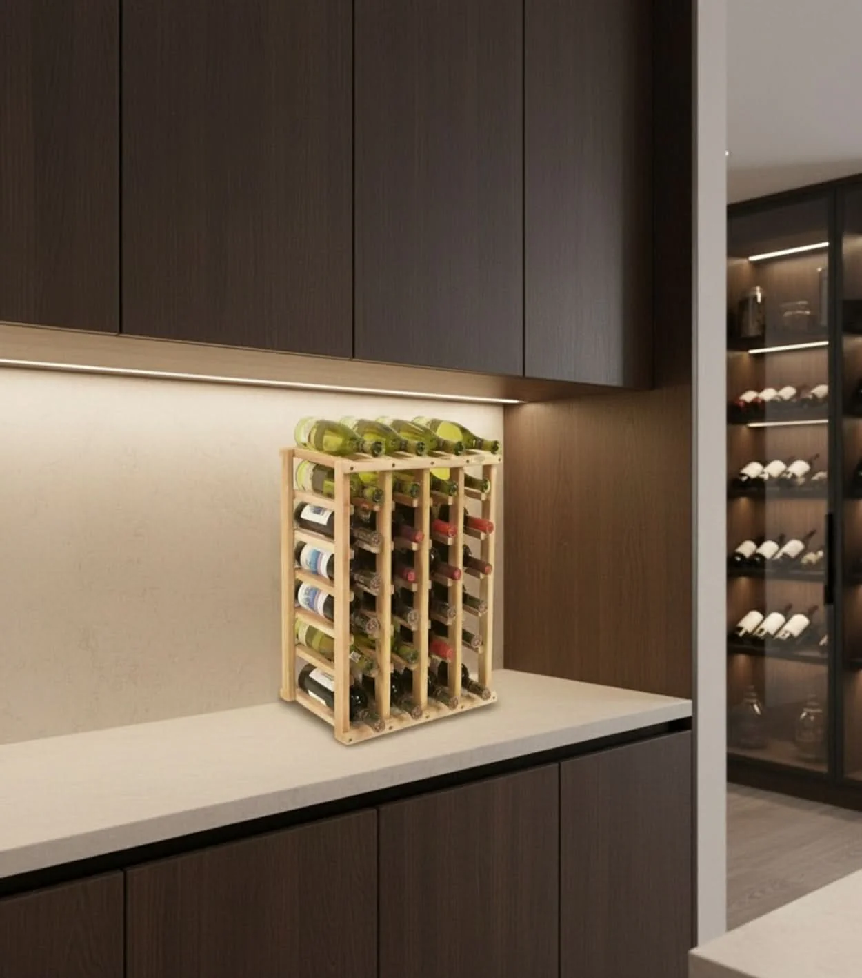 Compact Solid Wood Wine Rack Perfect for Multi Bottle Display in Kitchen, Cellar, and Retail Spaces - Image 3