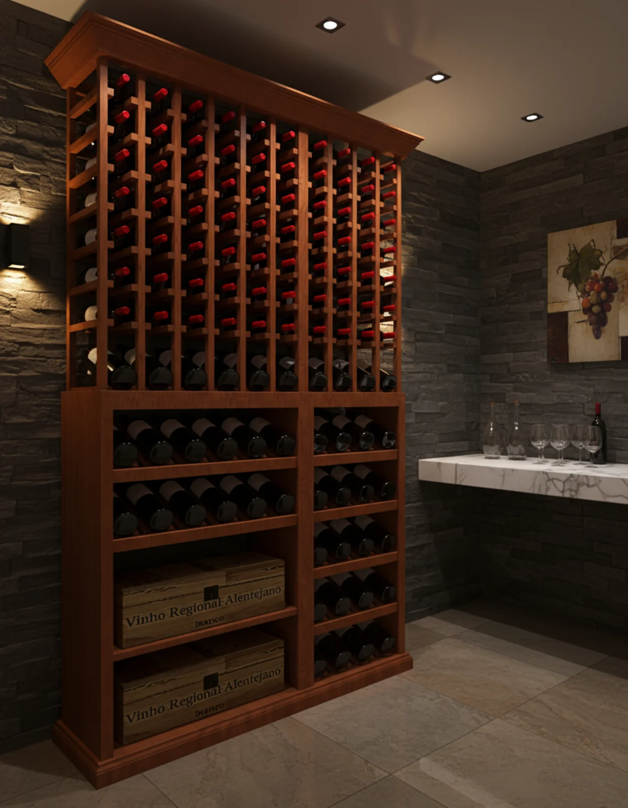 4 Foot Wine Cellar Storage System | 140 Bottle Capacity - Image 3