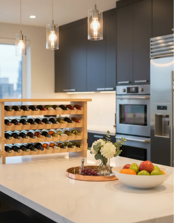Stackable Wood Wine Rack Shelf Multi Tier Expandable Bottle Storage with Custom Tabletop Option - Image 3