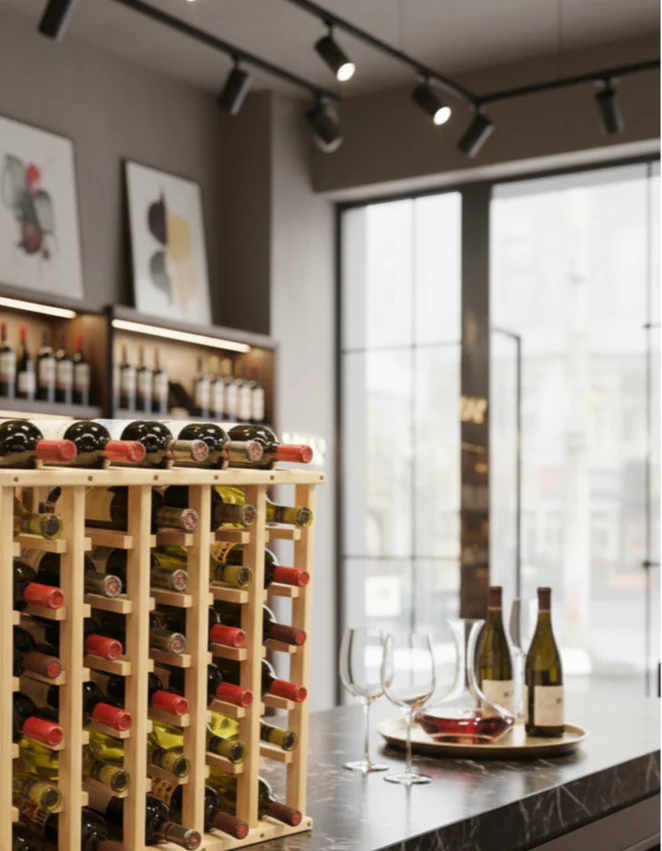 Solid Wood Wine Rack for Countertop, Closet, or Cabinet Bottle Storage and Display Holds 42 Bottles - Image 3