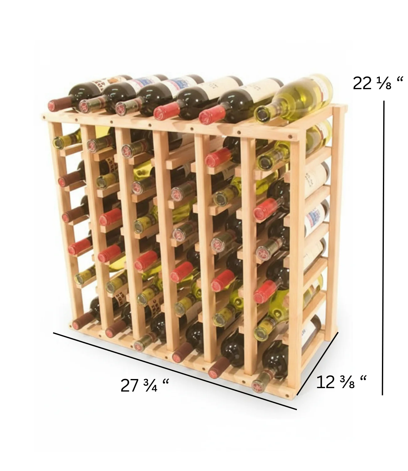 Solid Wood Wine Rack for Countertop, Closet, or Cabinet Bottle Storage and Display Holds 42 Bottles - Image 5
