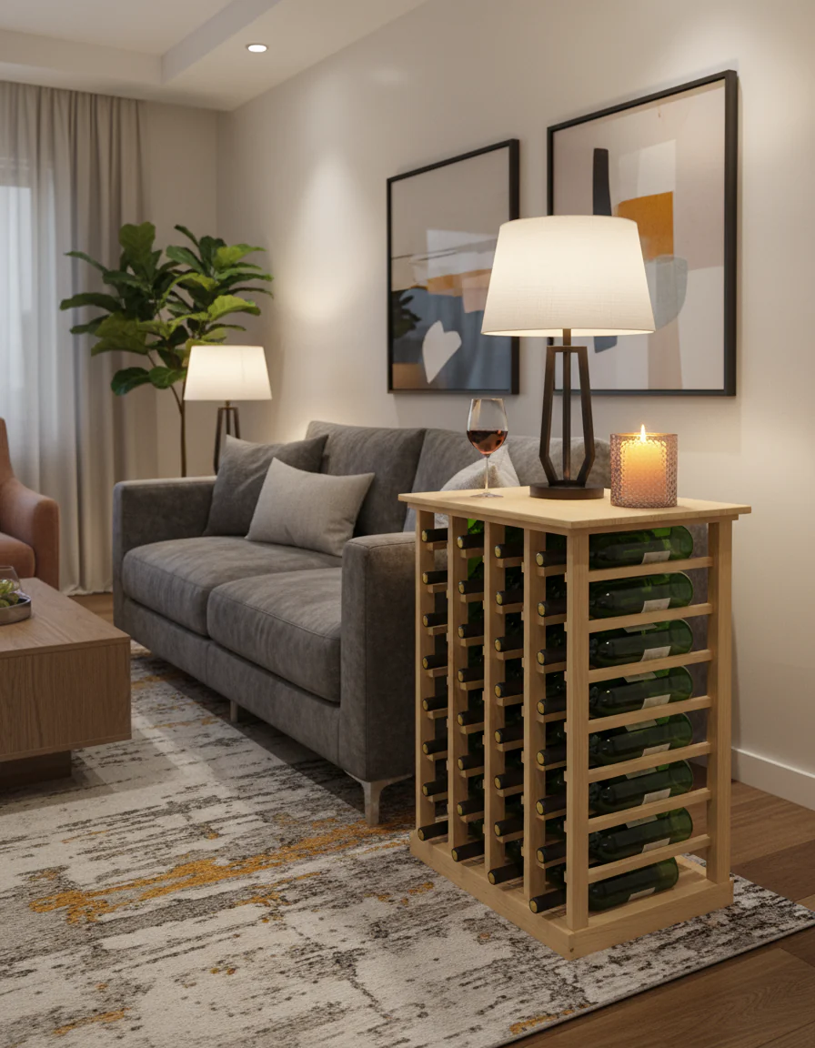Wood Wine Rack Bottle Storage with Tabletop Tasting Area and Display Holds 50 Bottles Fully Assembled - Image 3