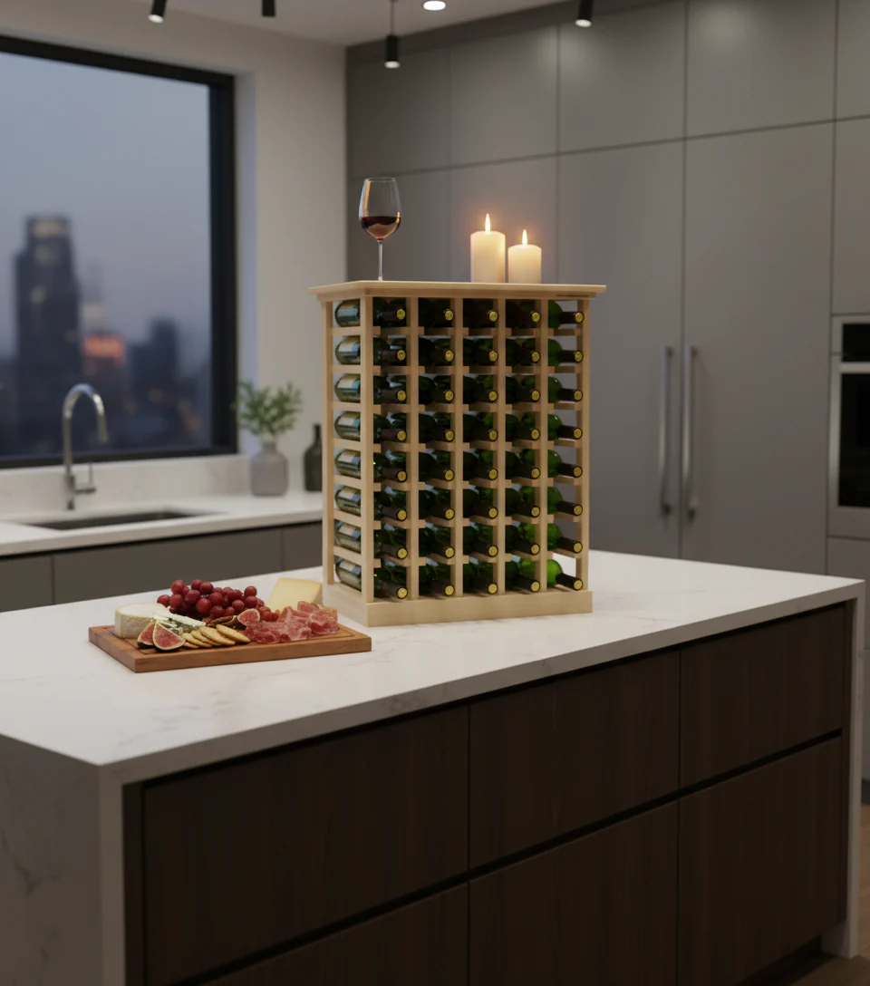 Wood Wine Rack Bottle Storage with Tabletop Tasting Area and Display Holds 50 Bottles Fully Assembled - Image 4