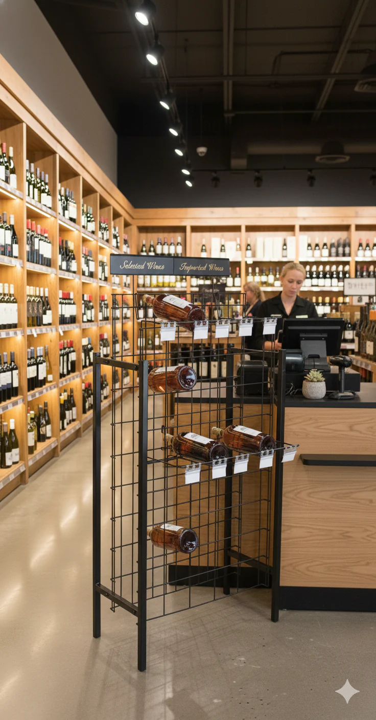 Wire Magnum Bottle Metal Retail Wine Rack | 50 Bottles - Image 3