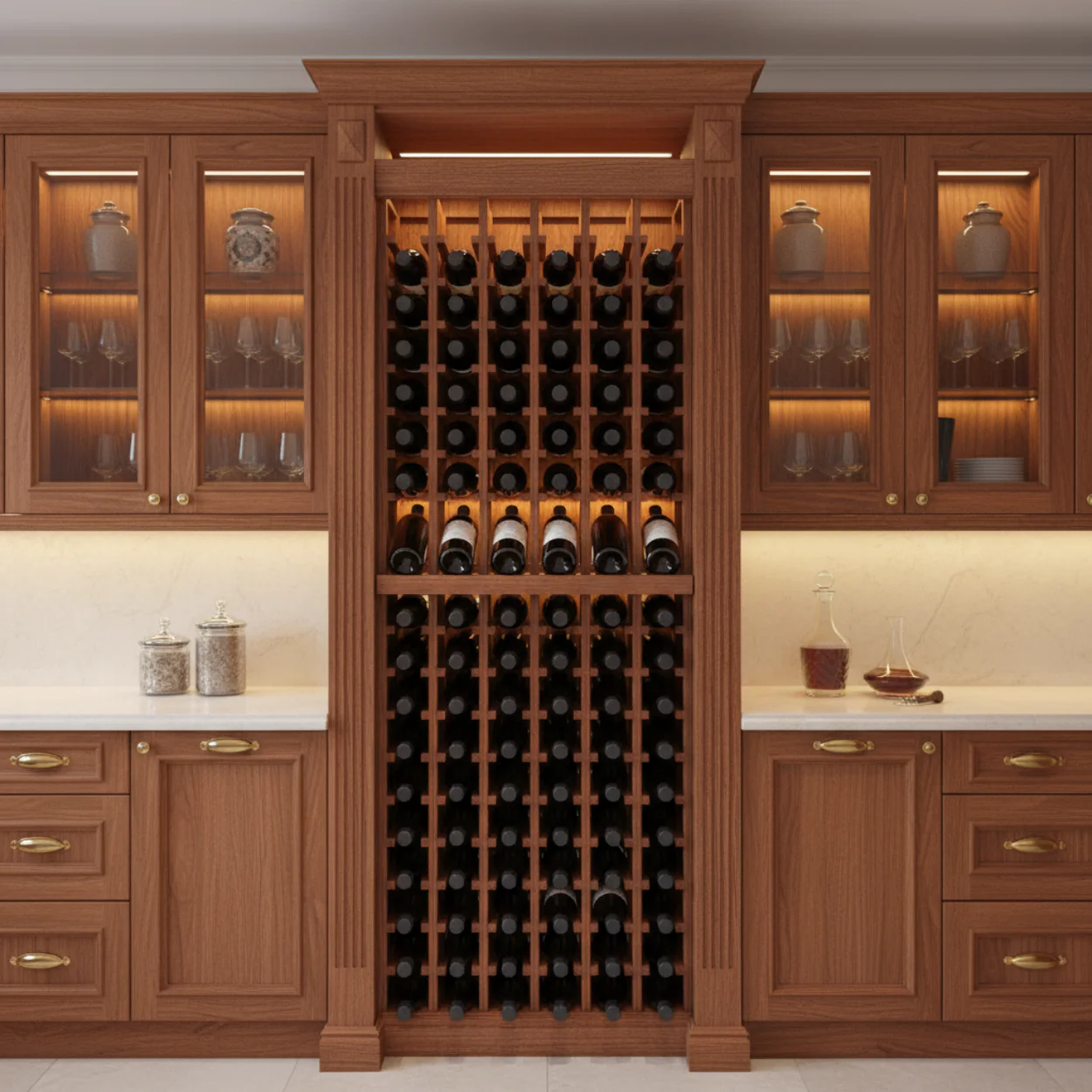 Multi Column Wine Racking System Customizable Bottle Storage with Presentation Row Display Holds 114 Bottles - Image 3