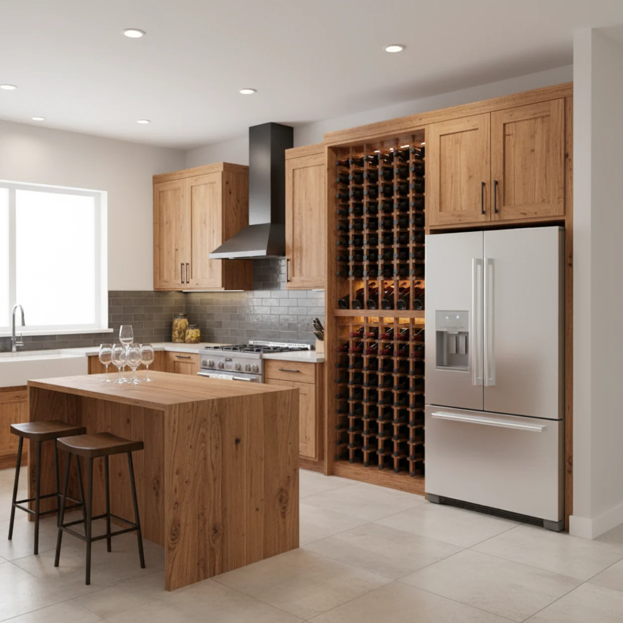Multi Column Wine Racking System Customizable Bottle Storage with Presentation Row Display Holds 133 Bottles - Image 3
