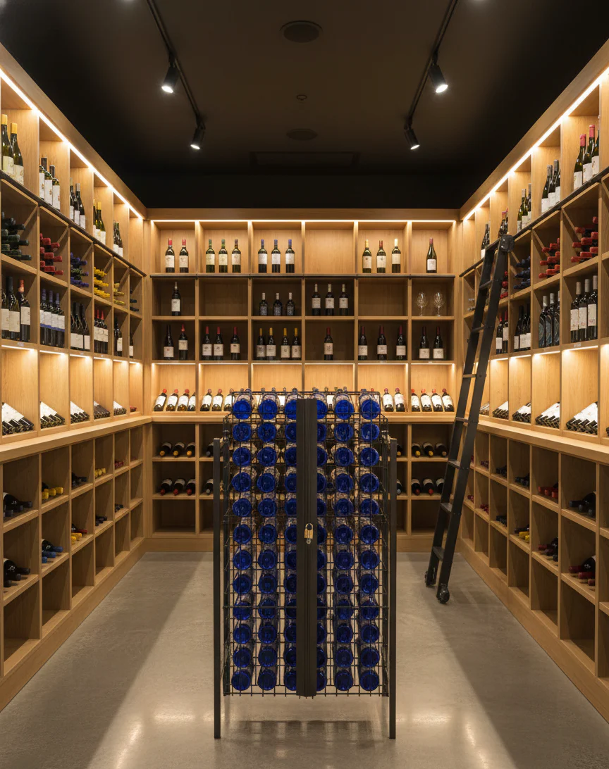 Freestanding Metal Locking Wine Display | 72 Bottles - Image 3