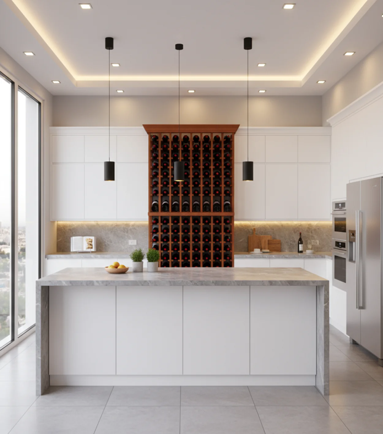 Multi Column Wine Racking System Customizable Bottle Storage with Presentation Row Display Holds 152 Bottles - Image 3