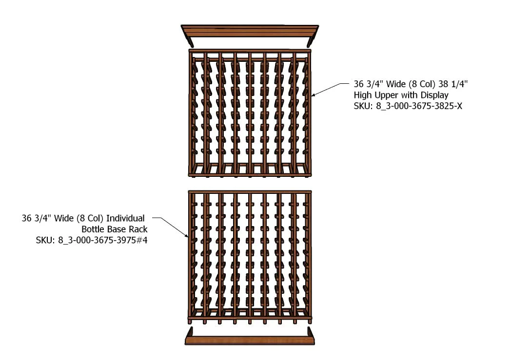 Multi Column Wine Racking System Customizable Bottle Storage with Presentation Row Display Holds 152 Bottles - Image 5
