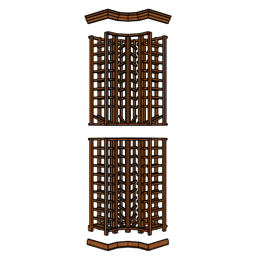 Curved Corner Wine Racking System Customizable Bottle Storage with Presentation Row Display Holds 76 Bottles - Image 4