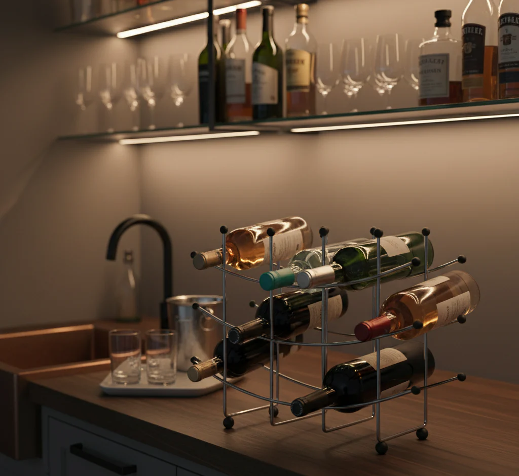 Fusion 15 Bottle Abstract Metal Wine Rack - Image 3