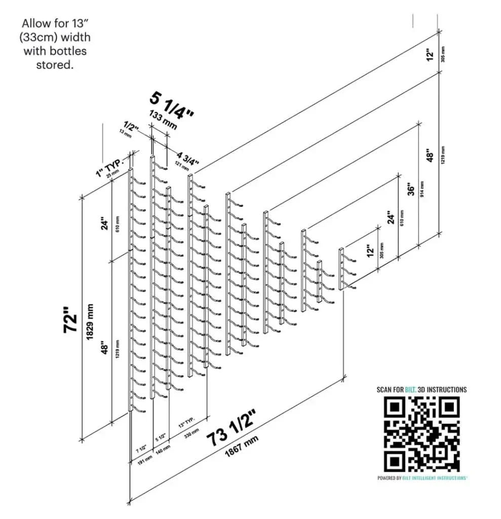 W Series Under the Stairs Wine Wall Kit Mounted Metal Wine Rack Kit - Image 20